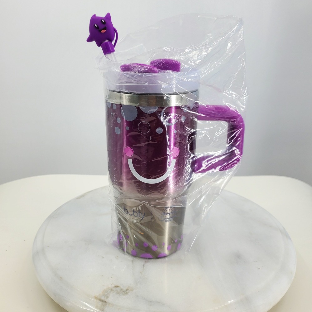 Bubly Super Mario Bros Movie Luma Purple Stainless Steel Tumbler Straw Sipper